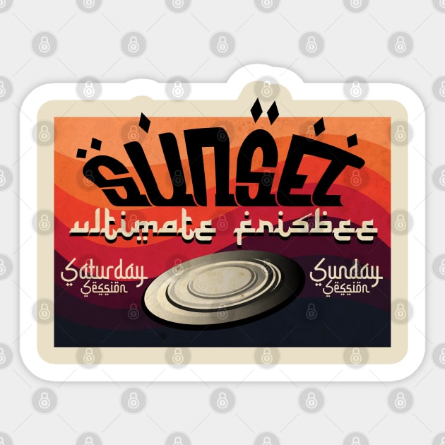 Sunset Ultimate Frisbee Sticker by CTShirts